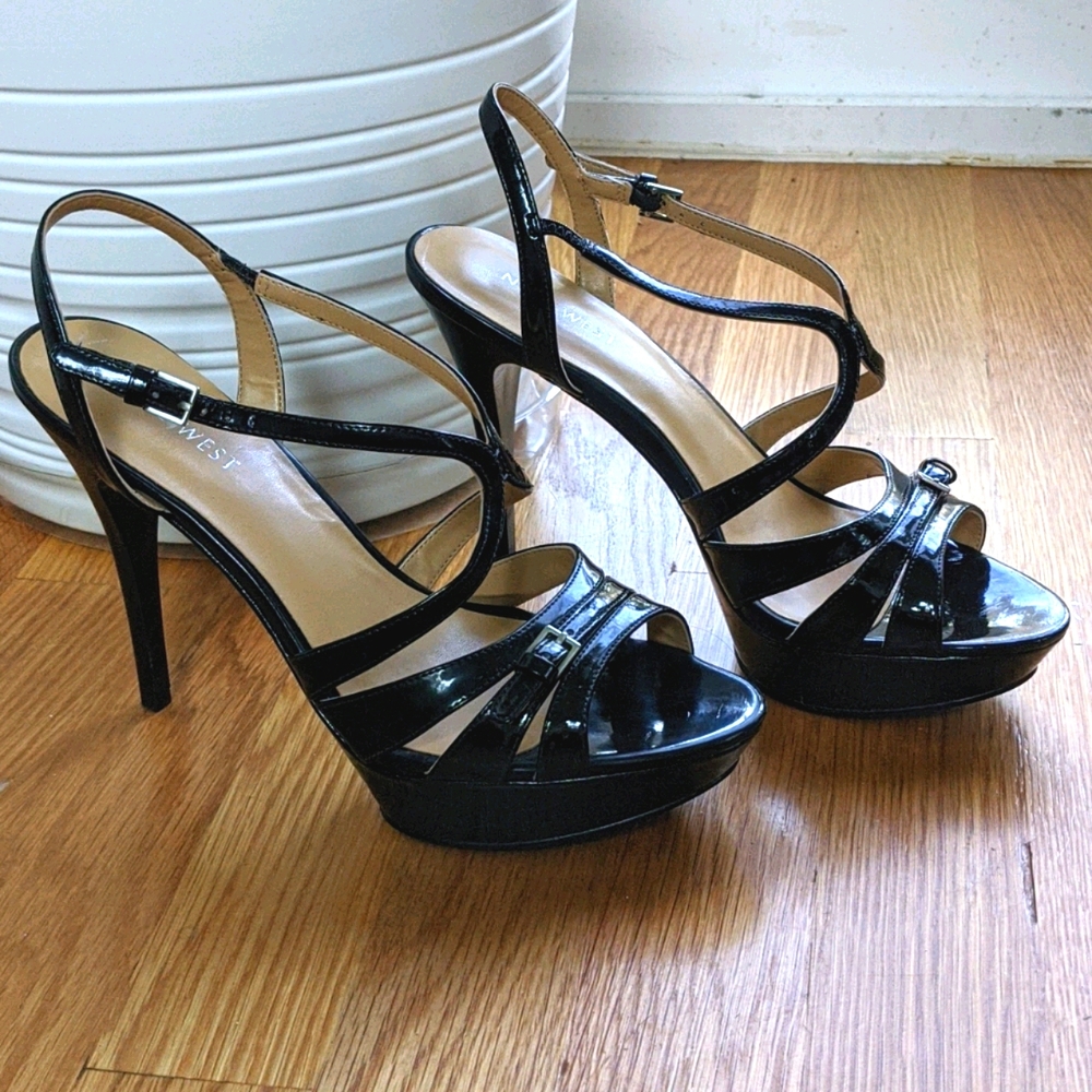 Black patent leather stiletto